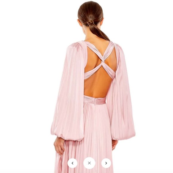 MAC DUGGAL 26737 PLEATED LONG SLEEVE CUTOUT PINK GOWN sz 14 - Picture 5 of 5